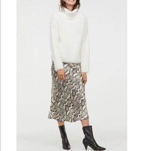 Animal print satin midi skirt